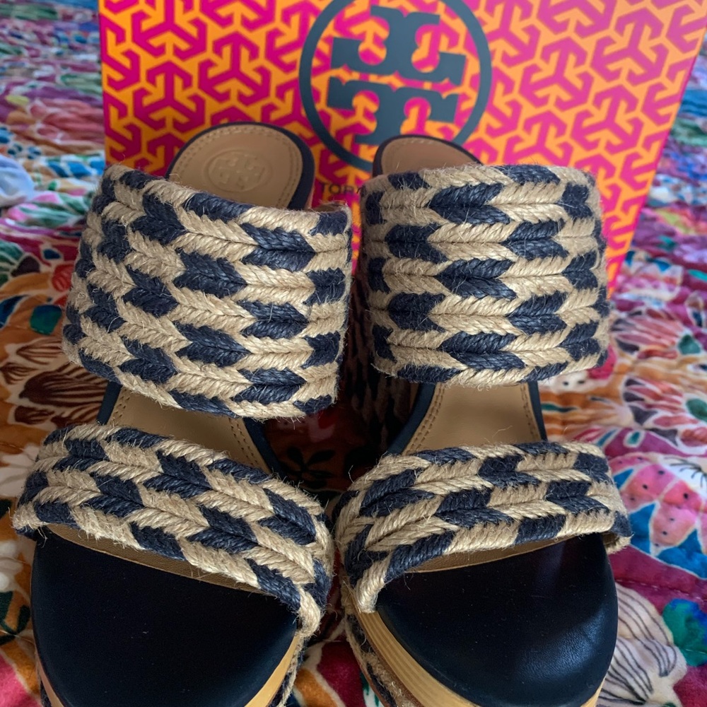 Tory Burch Wedge Solid Sandals - Picture 10 of 12